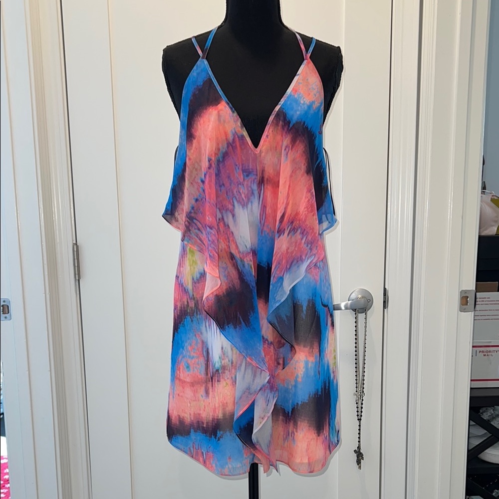 Marciano ruffle front mini dress